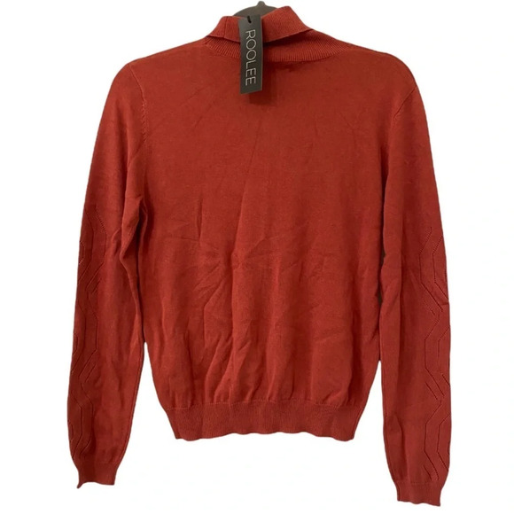 ROOLE BRICK COLOR TURTLE NECK LONG SLEEVE COTTON VISCOSE SIZE M - Picture 2 of 9